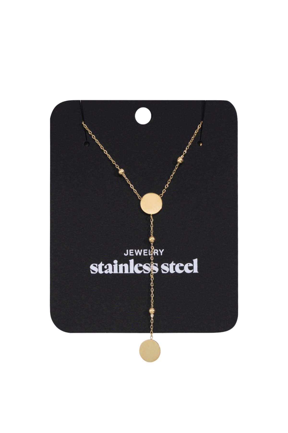 Lange Halskette mit runden Kreisen – Goldfarbe - Goldfarbefarbe