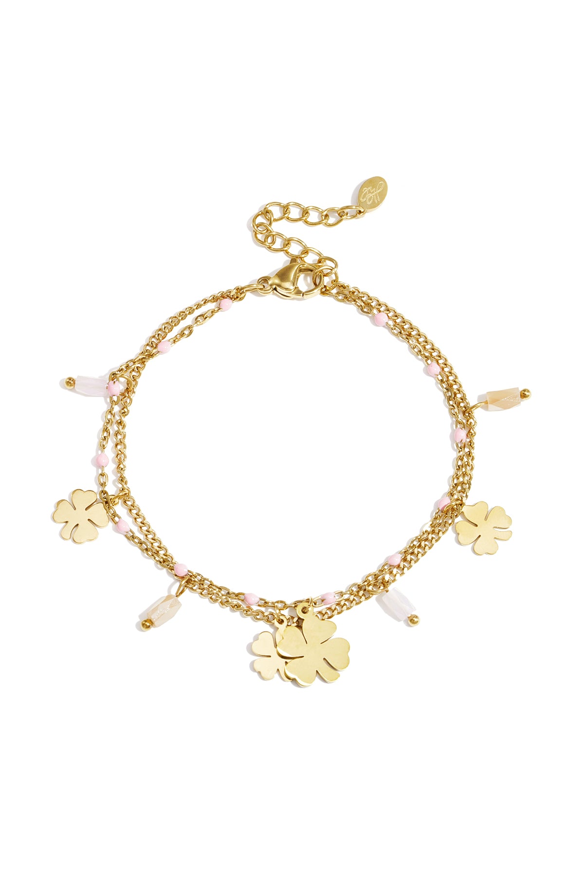 Armband mit Kleeblatt- und Perlenanhängern