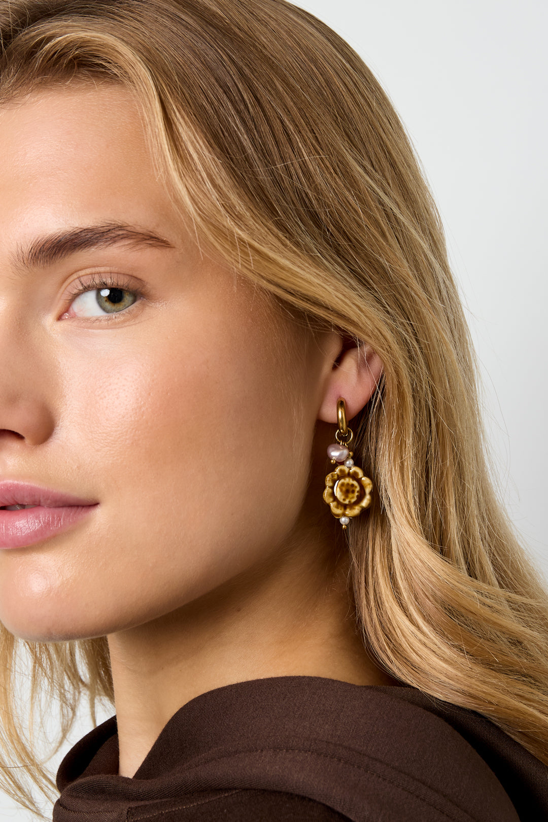 Edelstahl Tropfen Ohrringe Blume Casual Täglich Einfache Serie frauen schmuck
