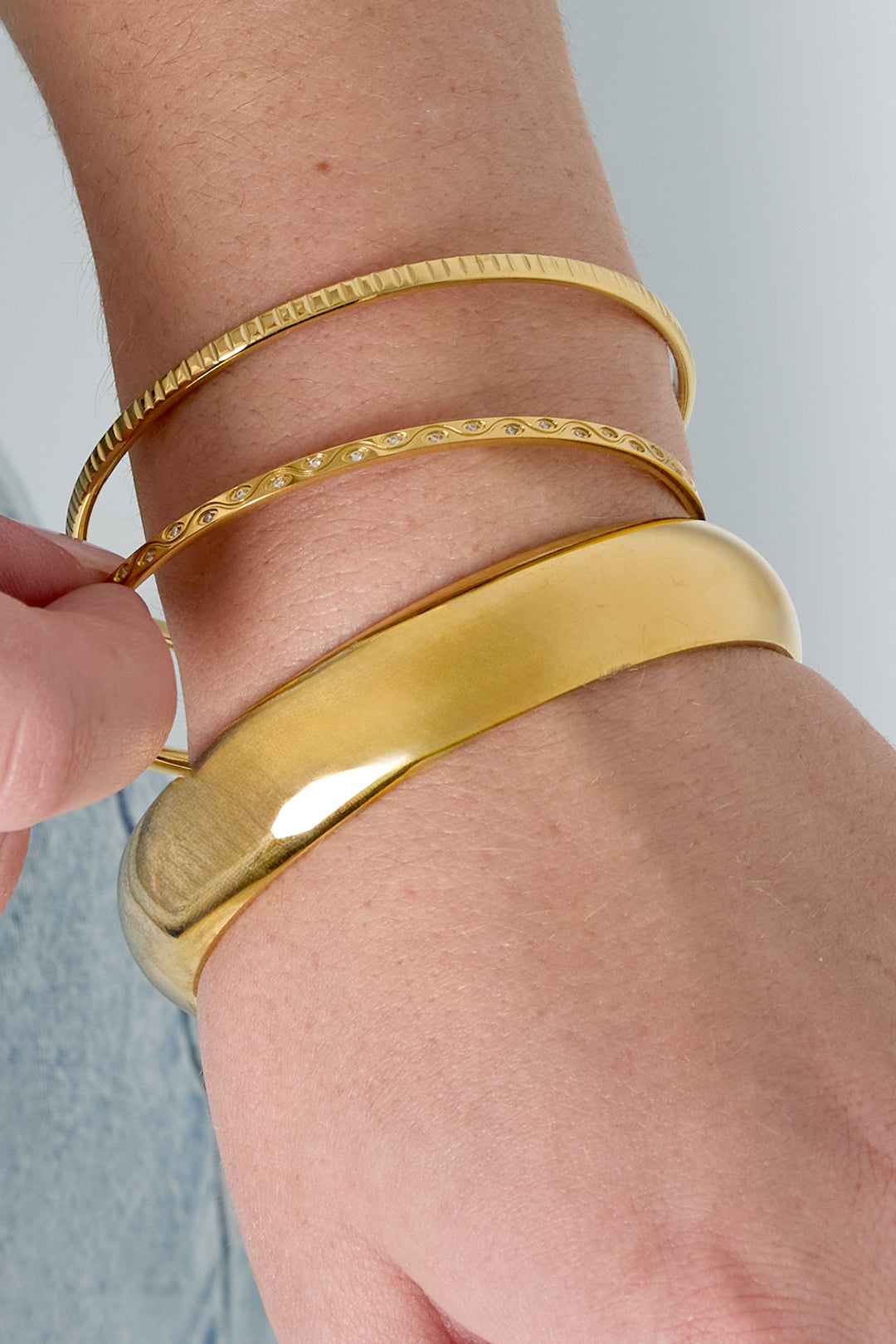 Edelstahl Armreifen Geometrische Casual Täglichen Einfache Serie frauen schmuck