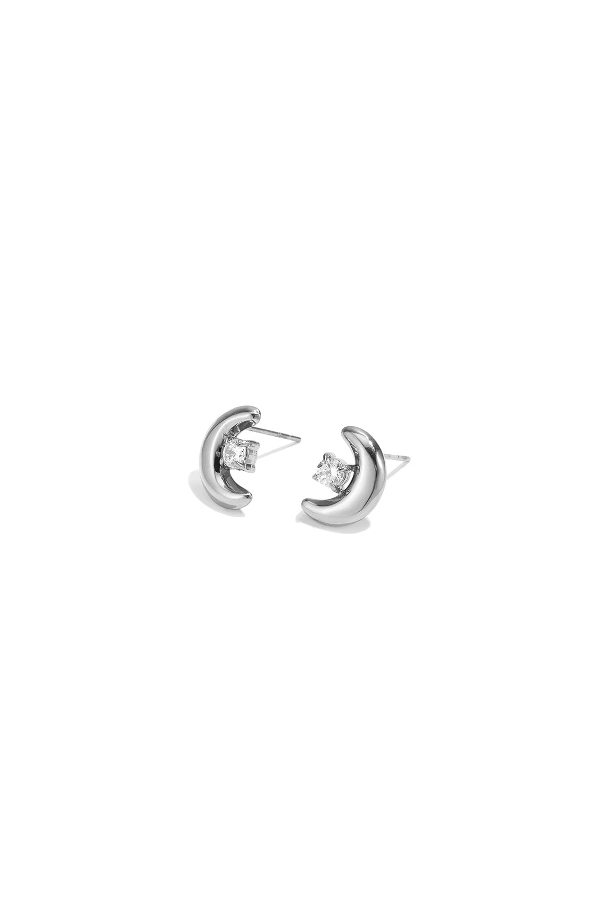 Ohrstecker aus Edelstahl, Mond, schlichte Alltagsserie, Damenschmuck