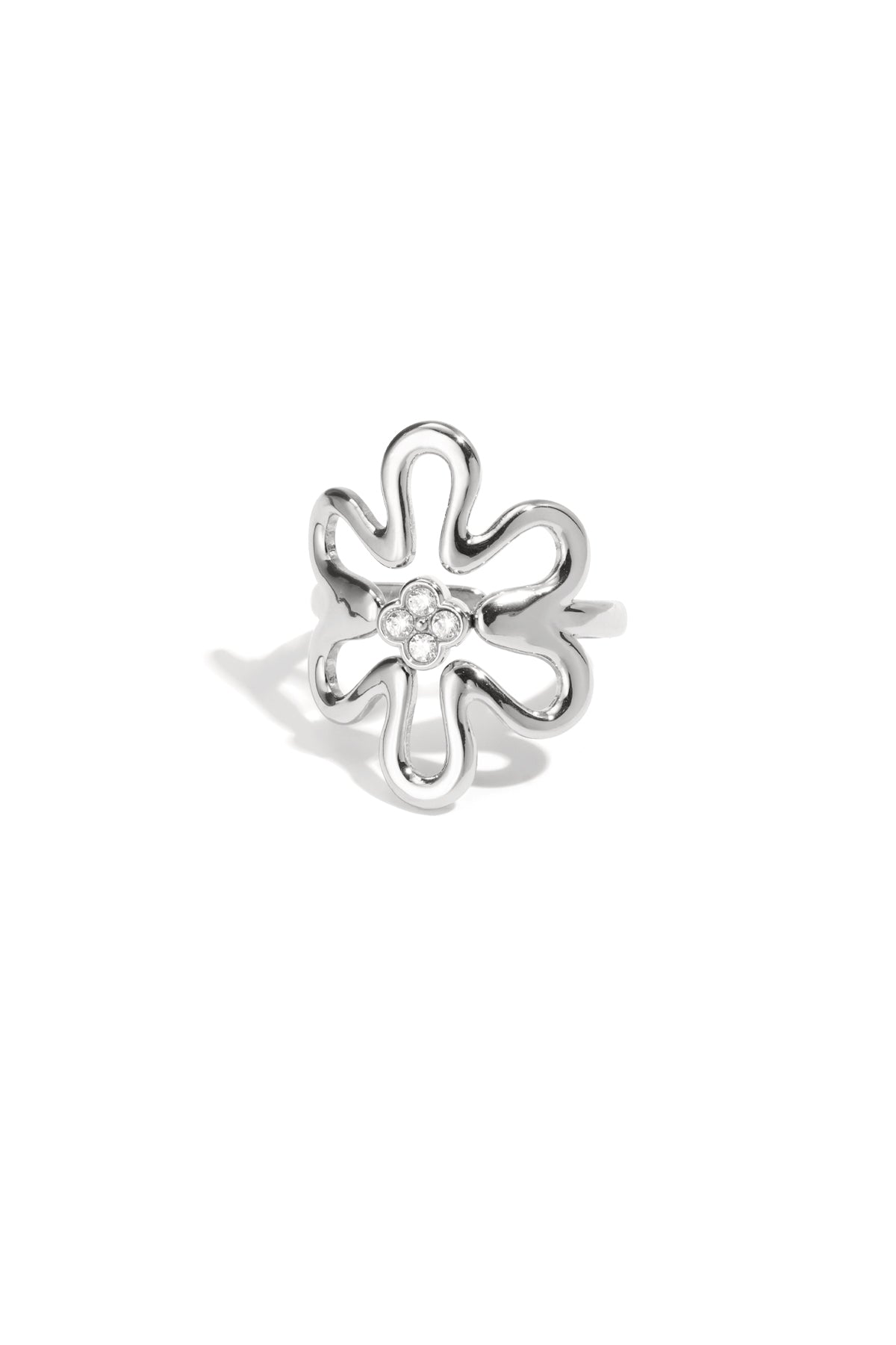Edelstahl Statement Ringe Blume Casual Daily Simple Serie Damenschmuck
