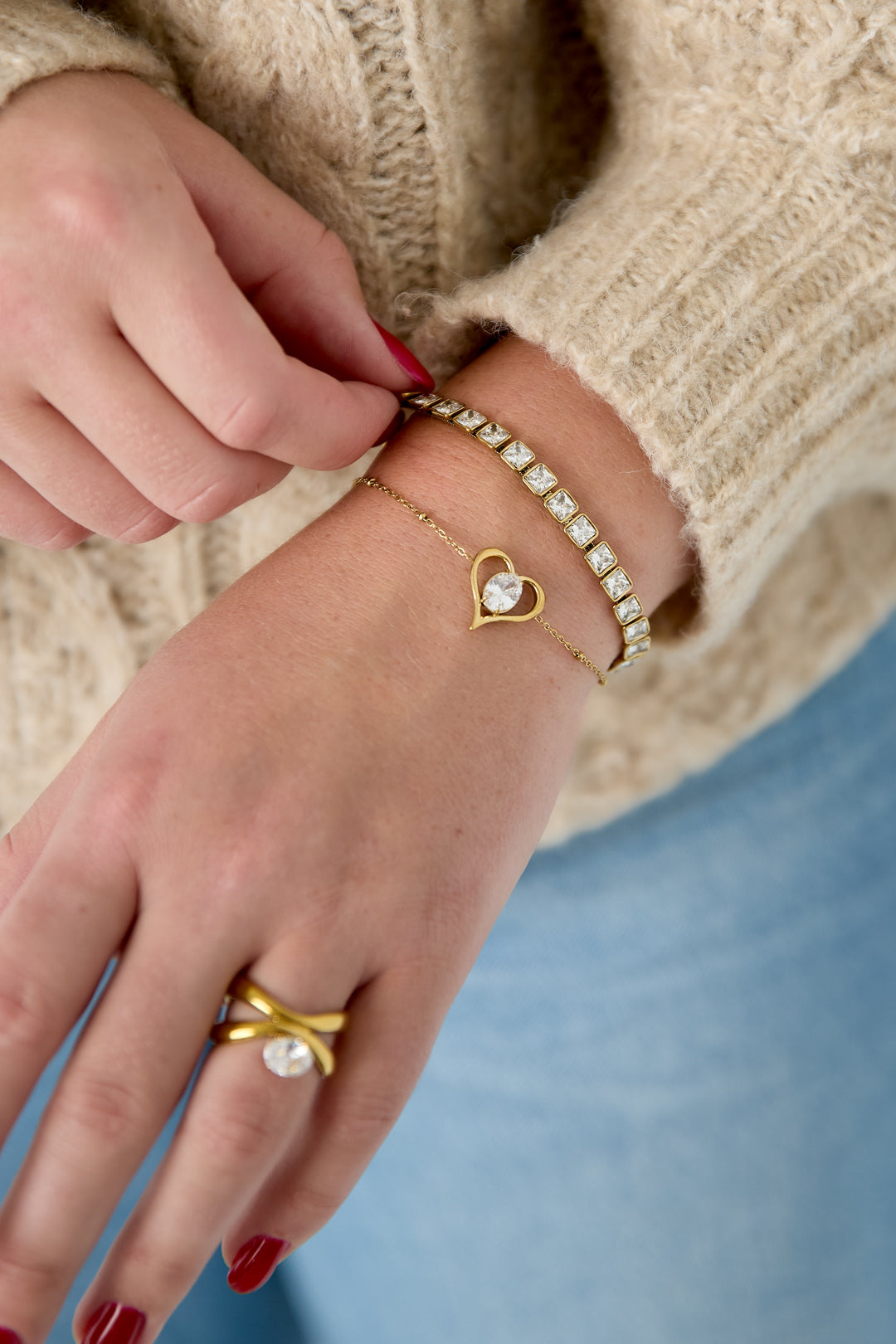Rechteckige Edelstahl-Perlenarmbänder, schlichte Alltags-Serie, Damenschmuck