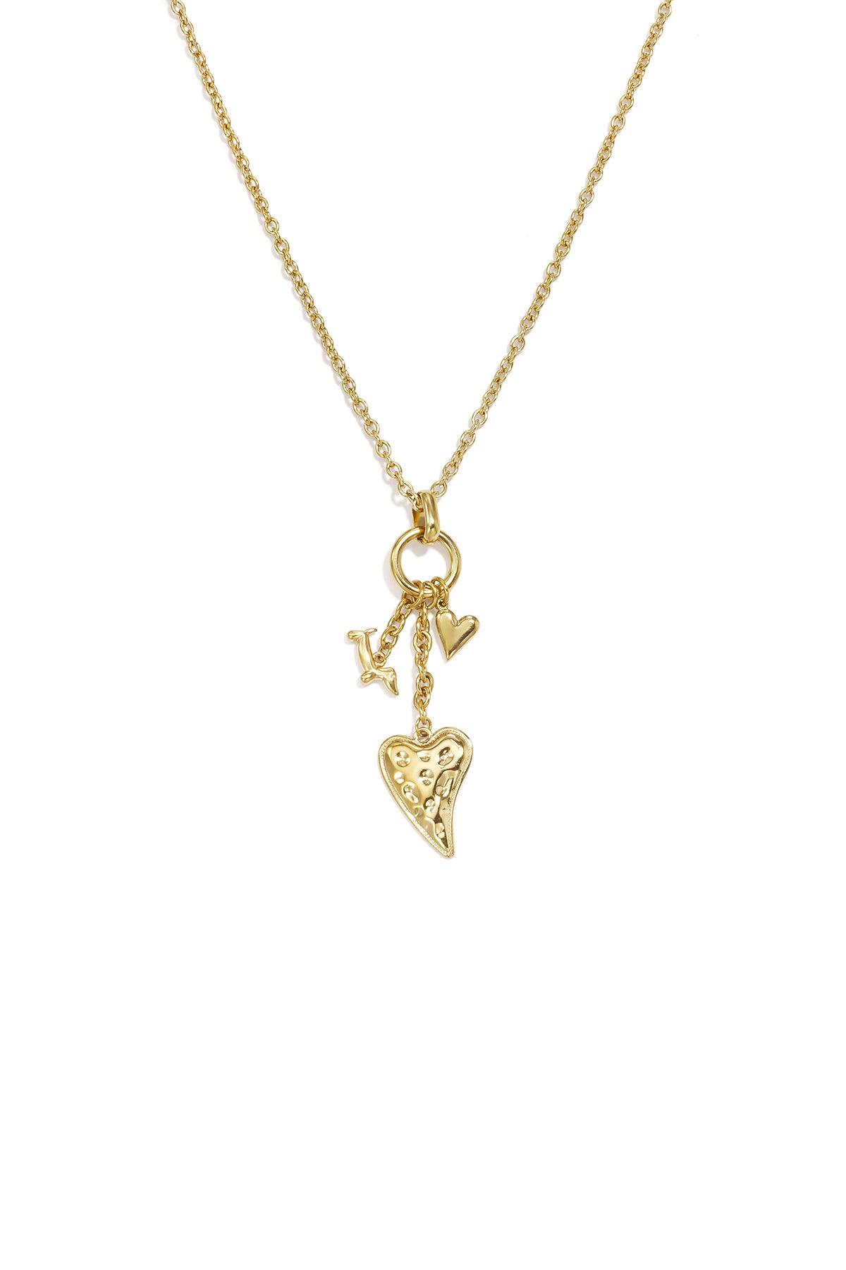 Halsketten mit Herzanhänger aus Edelstahl, lässige und schlichte Serie, Damenschmuck