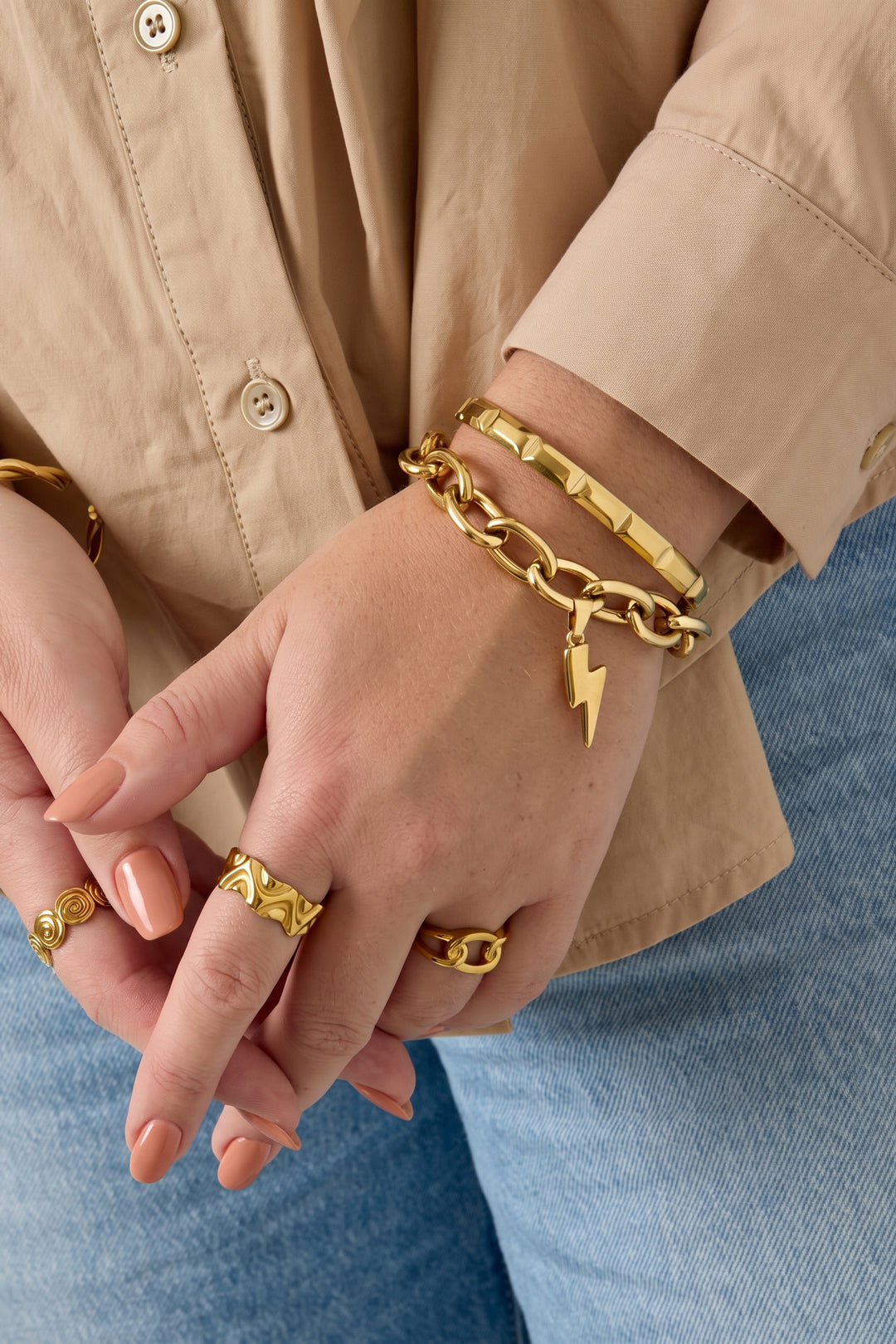 Edelstahl-Charm-Armbänder, Casual Daily Simple Serie, Damenschmuck